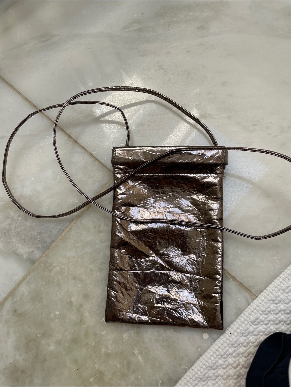 Mango Metallic Brown Phone Crossbody Pouch
